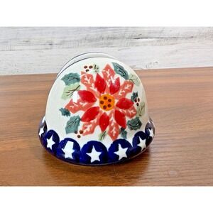 Boleslawiec Poland Polish Pottery Floral Hand Painted Napkin Holder